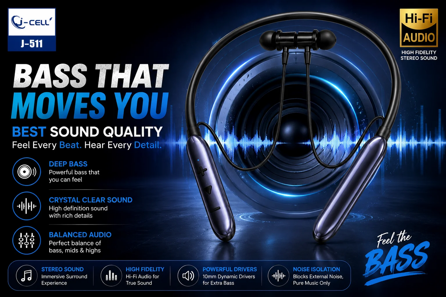 G-CELL | J-511 | Long Lasting Battery | Bluetooth NeckBand
