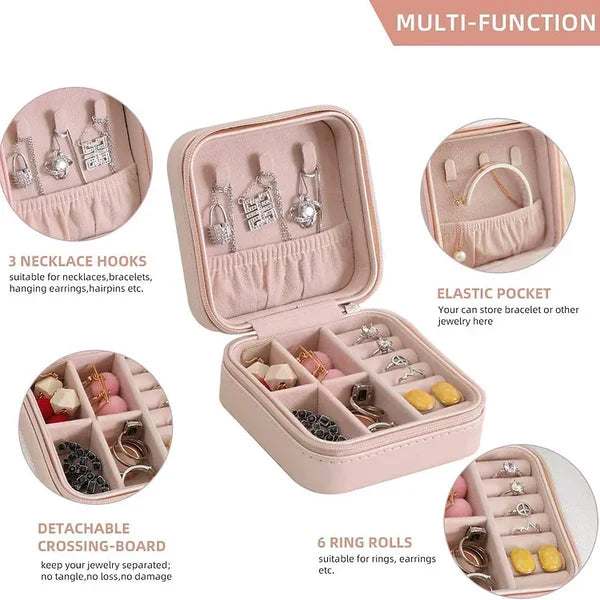 PORTABLE TRAVEL MINI LEATHER JEWELRY ORGANIZER BOX