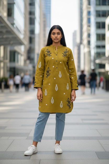 🎀 Everyday Bloom Floral Cotton Kurti – Fresh & Effortlessly Chic