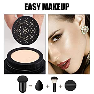 SUNISA Foundation Base Water proof Mushroom Head Air Cushion BB CC Cream Moisturizing Liquid Foundation with Sponge