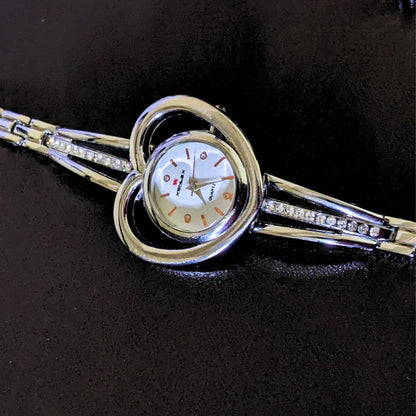 😍 5 pcs heart watch set with silver ring, necklace, earrings Casual Ladies watch set