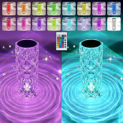 Rose Crystal Diamond Led Lamp - Rechargeable