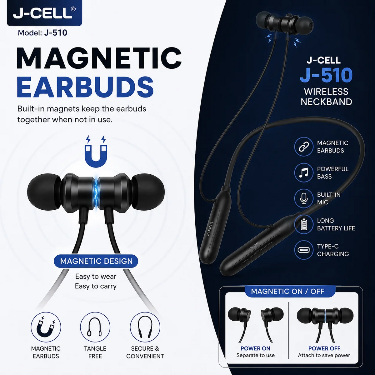 G-CELL | J-511 | Long Lasting Battery | Bluetooth NeckBand